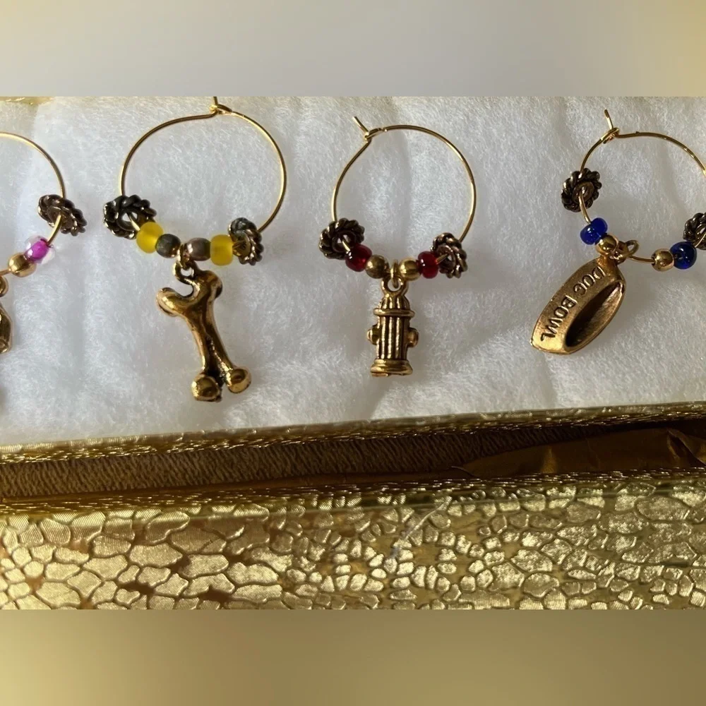 Dog Lovers Wine Glass Charms Set of 6 | Cute Pup Themed Drink Markers